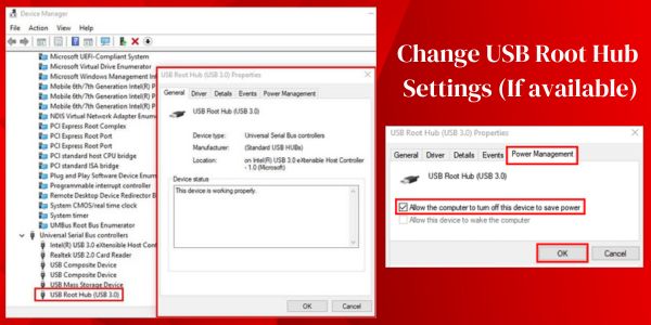 Change USB Root Hub Settings (If available)