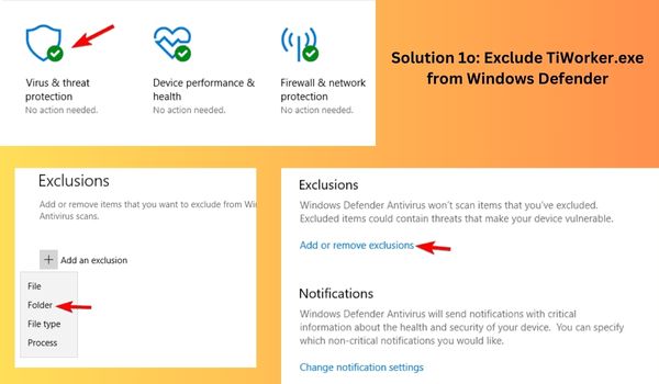 Exclude TiWorker.exe from Windows Defender